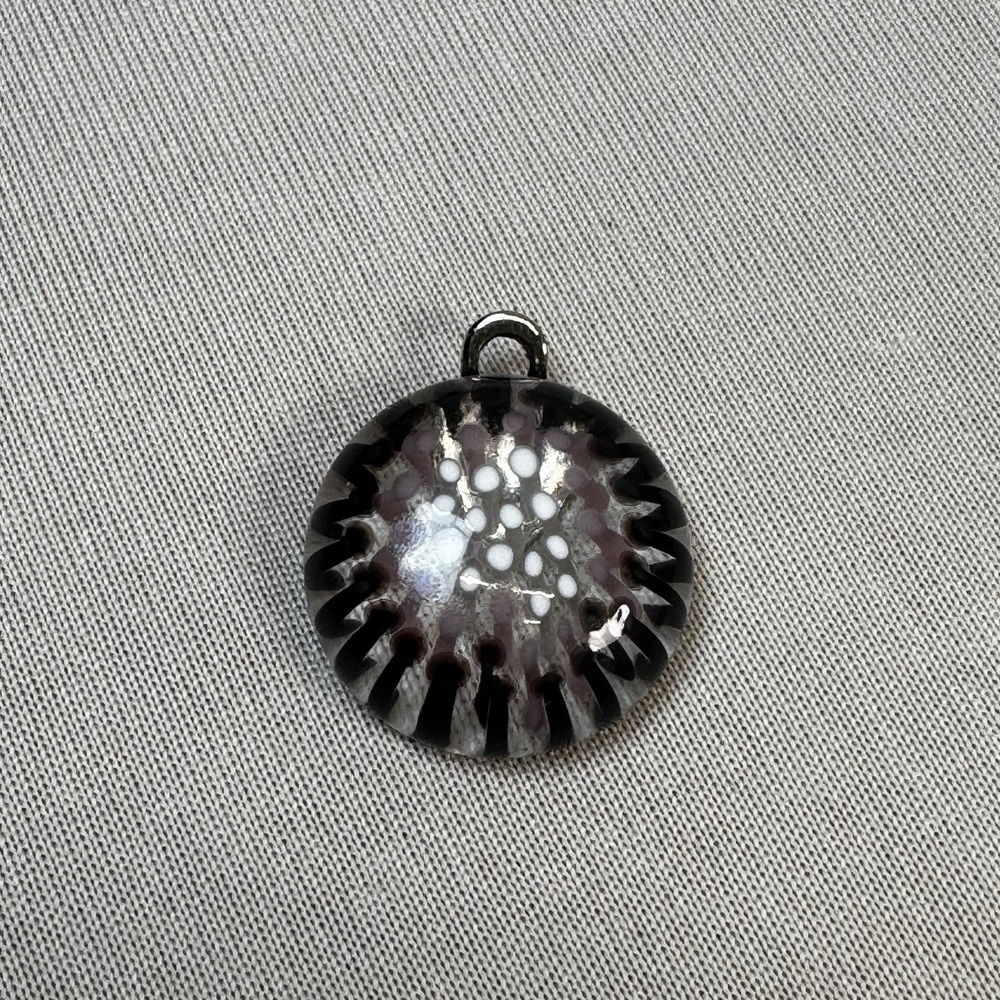 Glass Necklace Pendent, Black, Pink‎ & White
